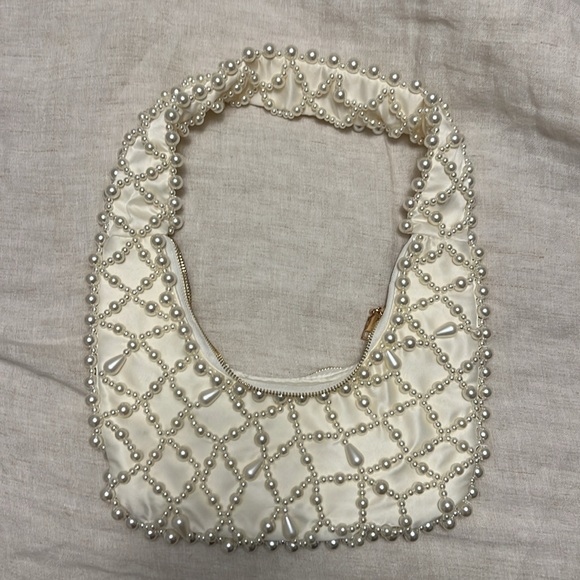 Lucy Satin Pearl Handbag - Picture 2 of 3
